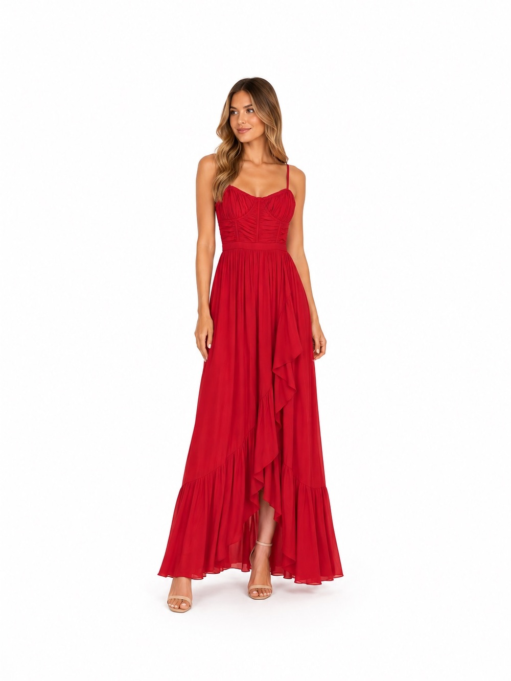 Ramy Brook Red Ruched Maxi Dress – Size 6 | NWT | $595 Retail